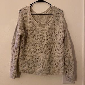 Crochet sweater, off-white/beige (Large)